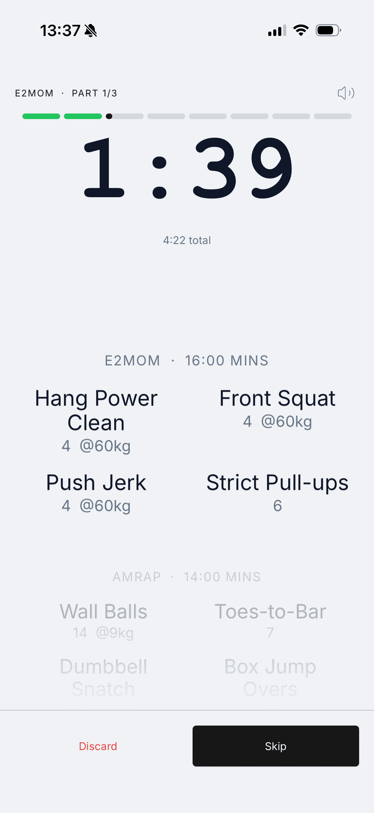 Active timer screen