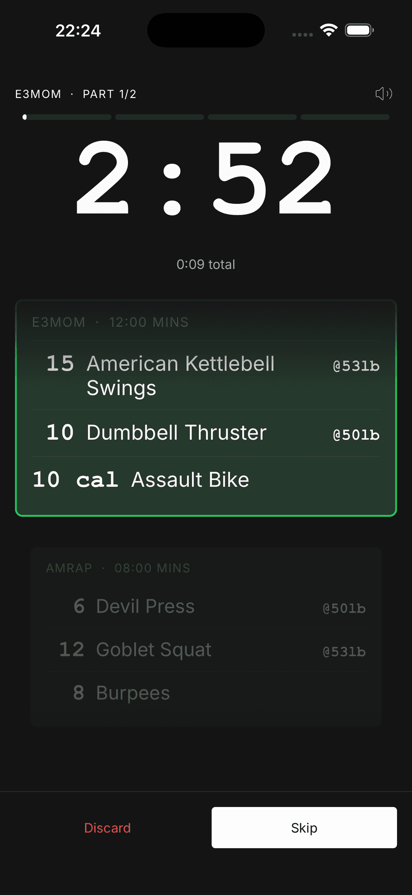 Active timer screen
