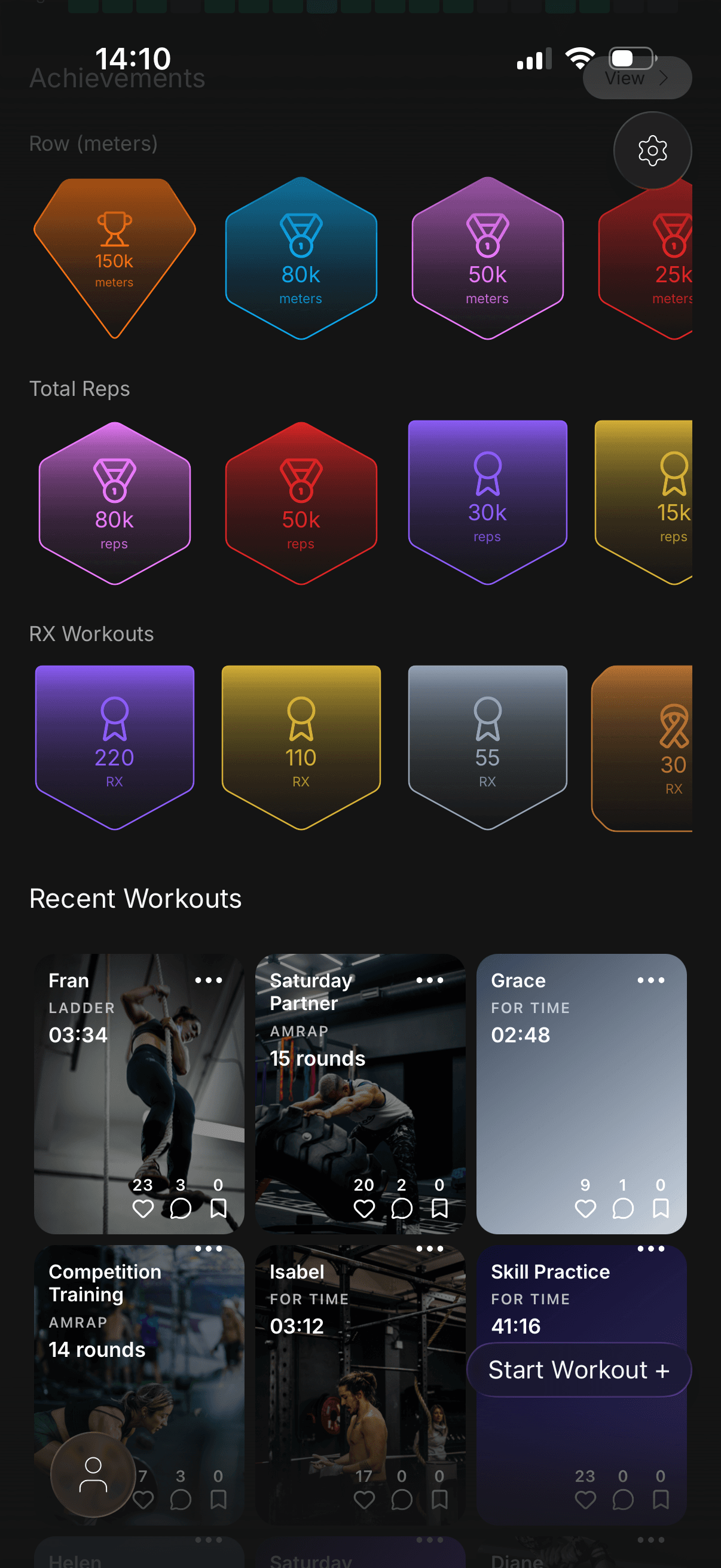 Achievements screen