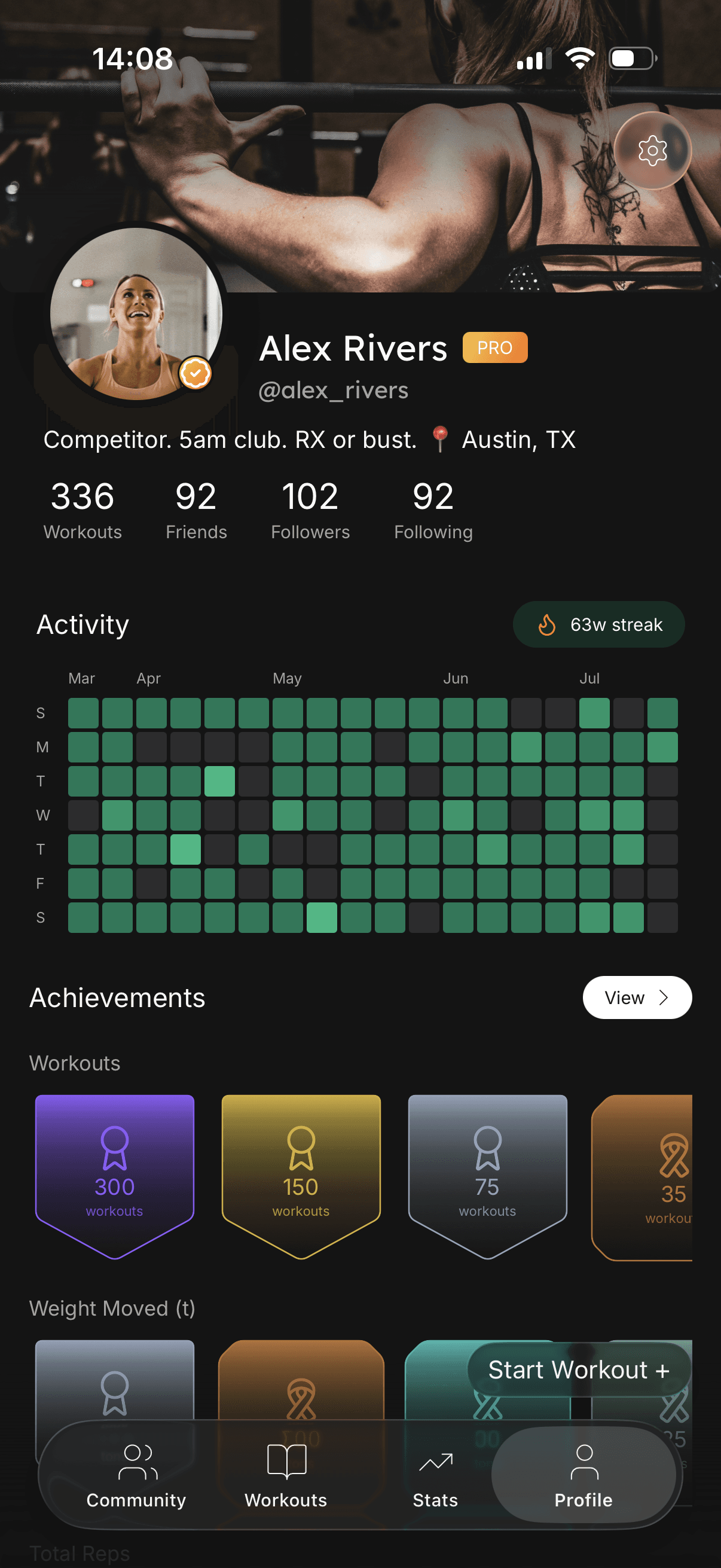 Profile screen
