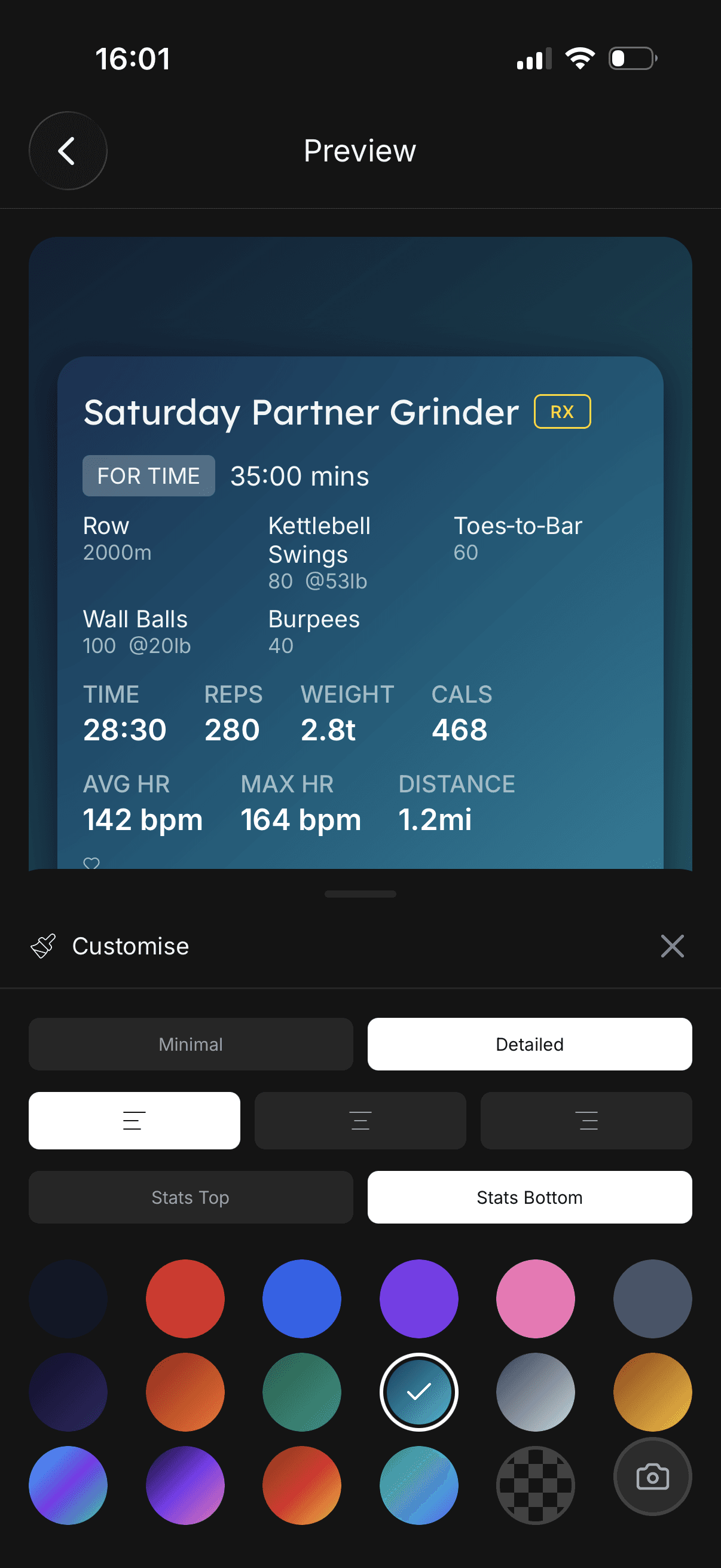 Customise screen